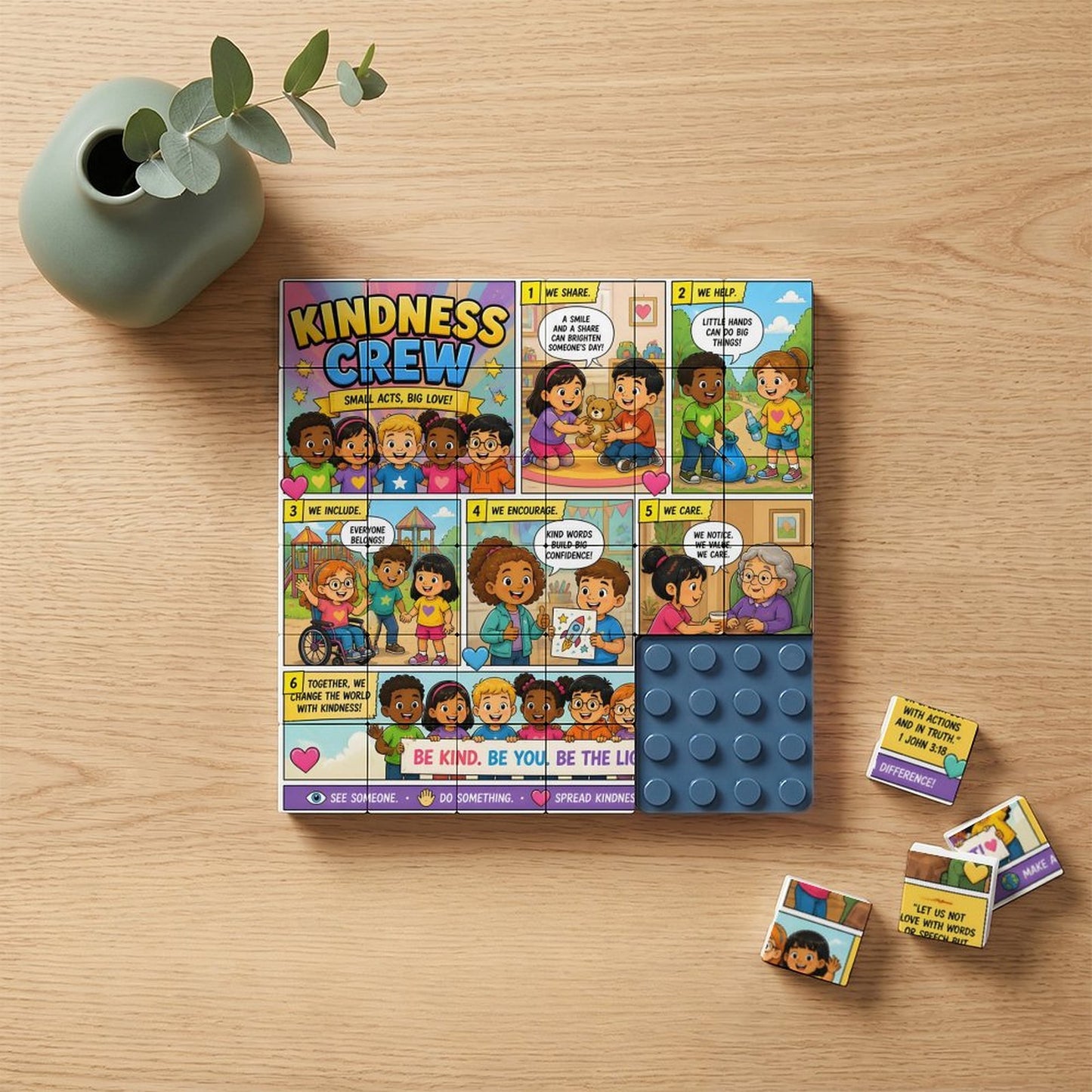 Kindness Crew – Building Block Puzzle Ornament - ClaimedbyGodDesigns