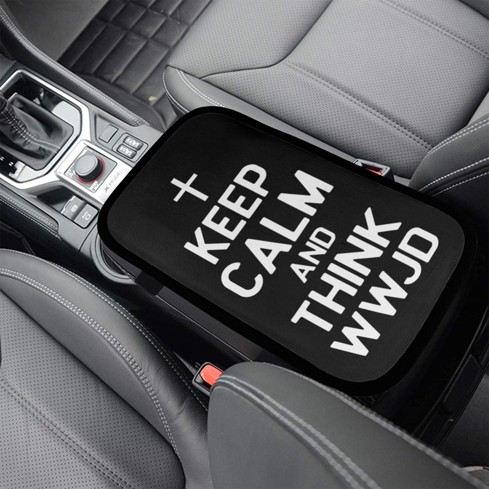 Keep Calm And Think WWJD Funny Christian Car Armrest Cover - ClaimedbyGodDesigns