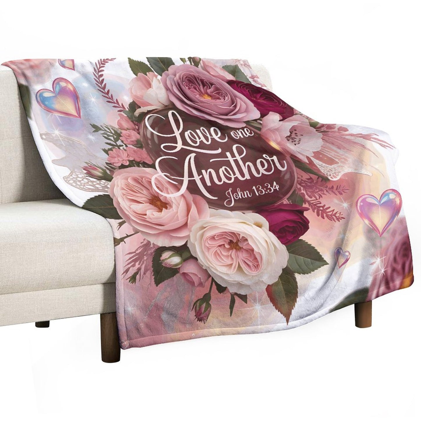 Love One Another Christian Flannel Throw Blanket