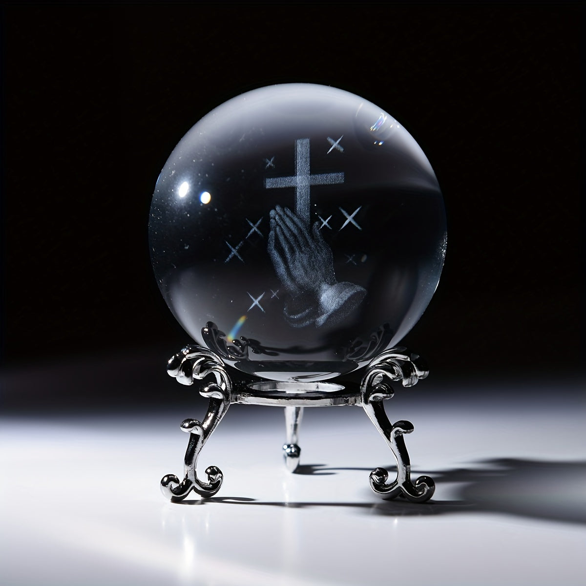 Pray & Focus On The Cross 3D Laser Crystal Ball Christian Gift Idea claimedbygoddesigns