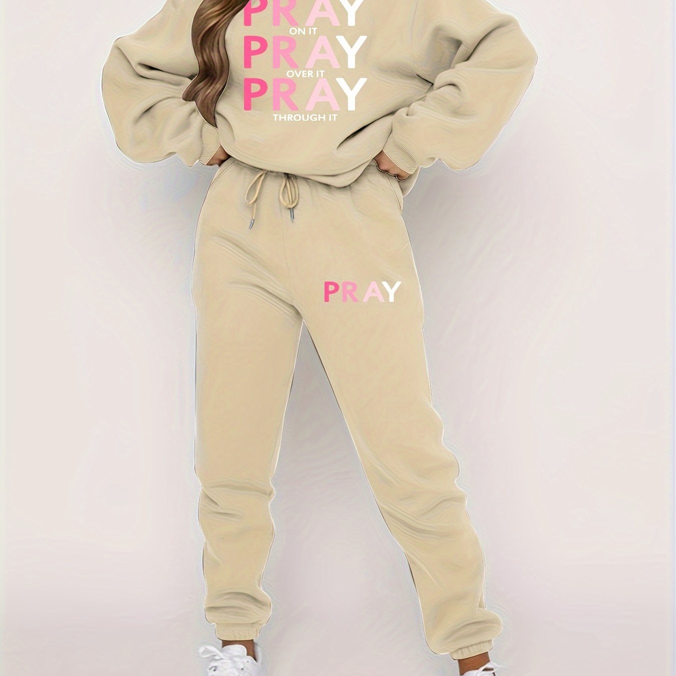 Pray On It, Over It, Through It Women's Christian Casual Outfit claimedbygoddesigns