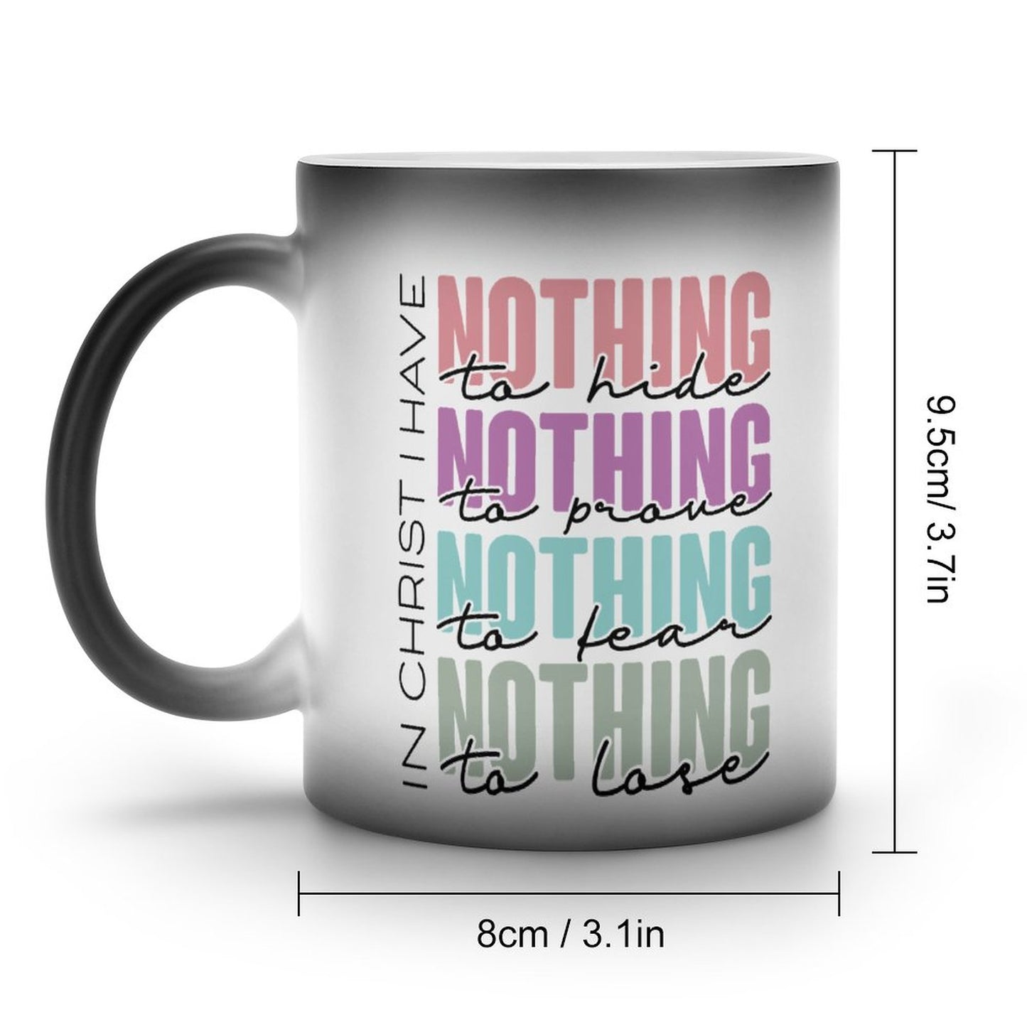 In Christ I Have Nothing To Hide, Prove, Fear, Lose Christian Color Changing Mug (Dual-sided)