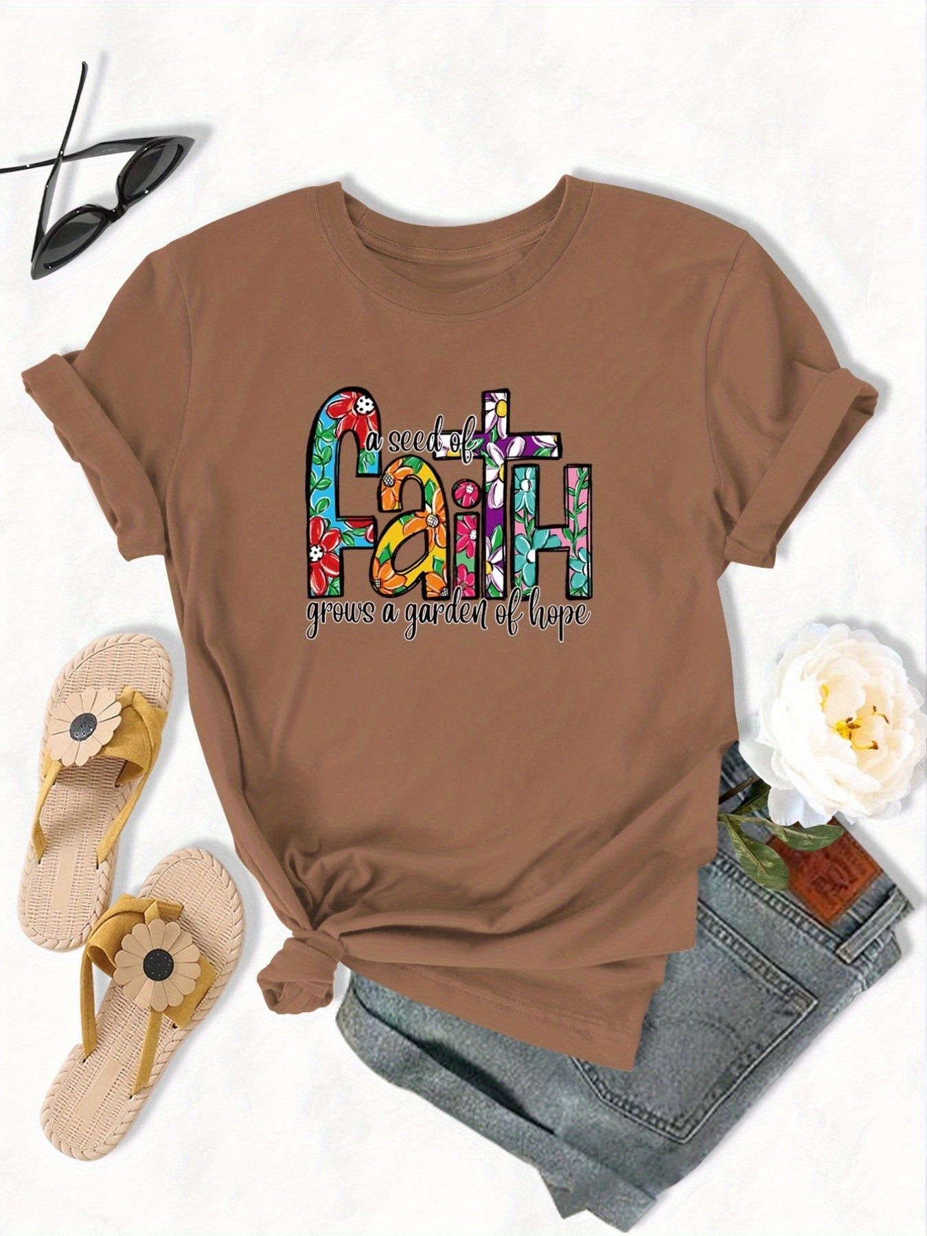 A Seed Of Faith Grows A Garden Of Hope Women's Christian T-Shirt claimedbygoddesigns