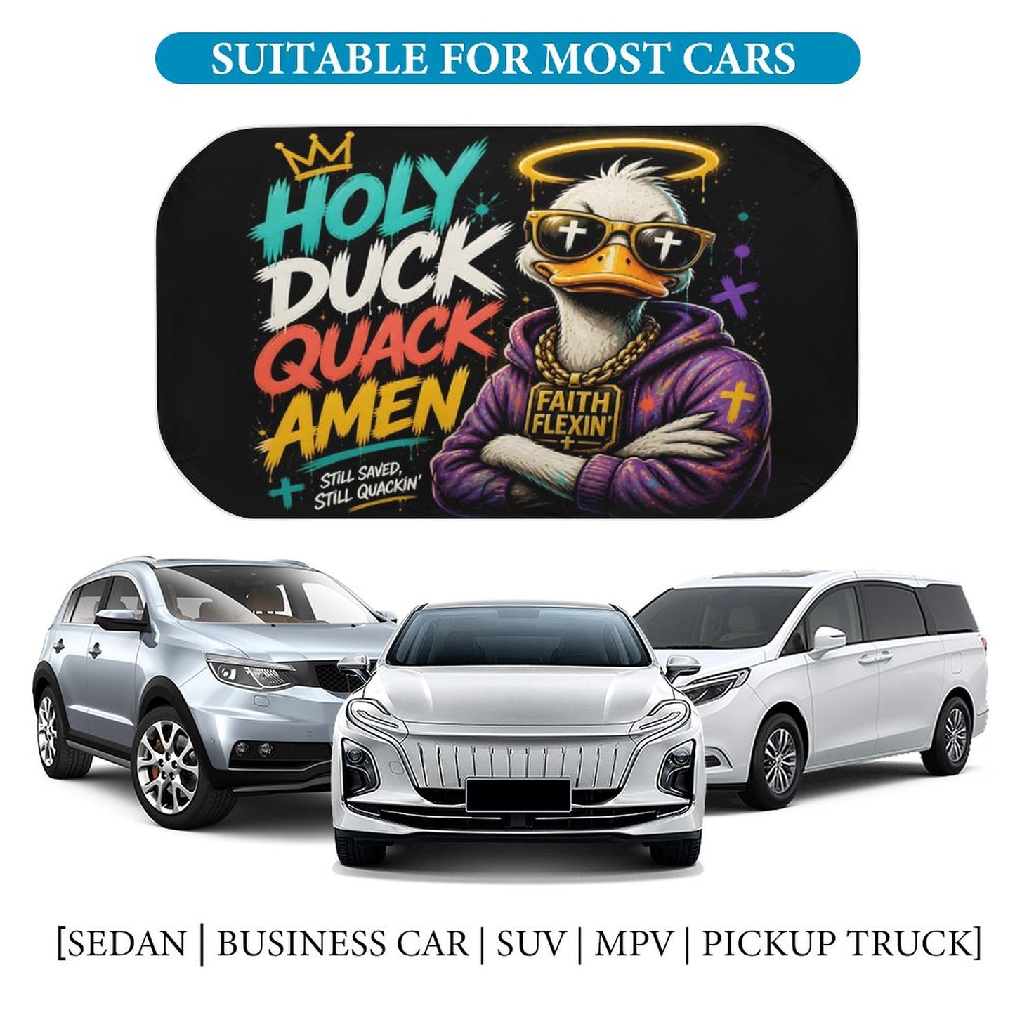 Holy Duck — Quack Amen Christian Car Sunshade Umbrella - ClaimedbyGodDesigns