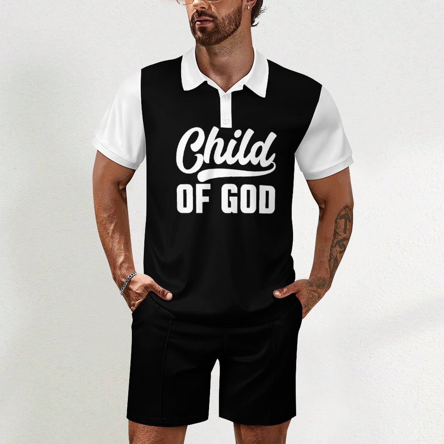 Child Of God Men's Christian Casual Outfit Polo Set SALE-Personal Design