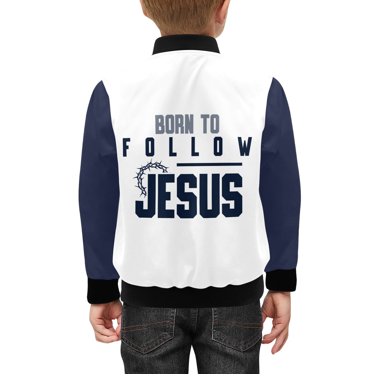 BORN TO FOLLOW HIM Kids' Bomber Jacket with Pockets