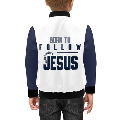 BORN TO FOLLOW HIM Kids' Bomber Jacket with Pockets