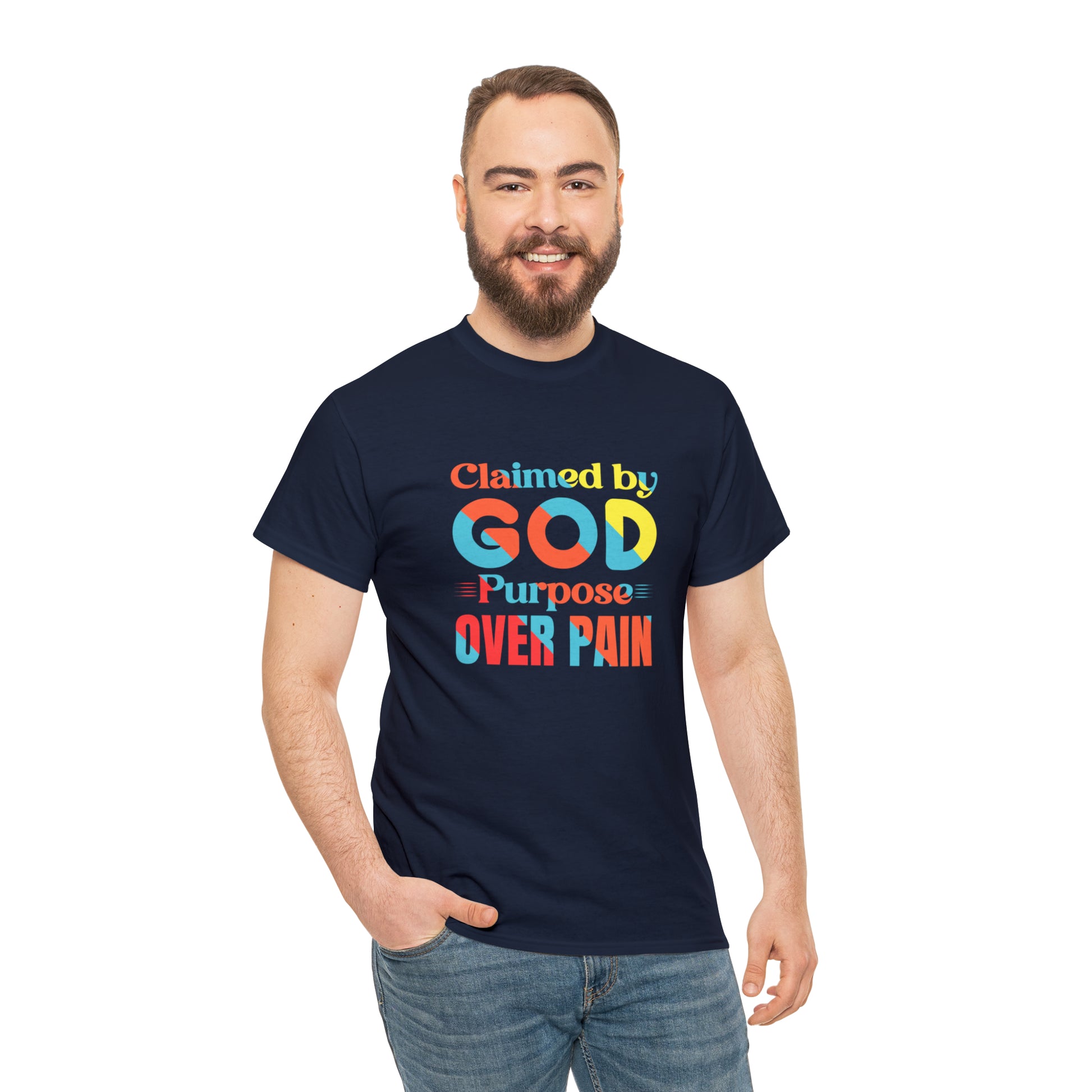 Claimed By God Purpose Over Pain Unisex Heavy Cotton Tee Printify