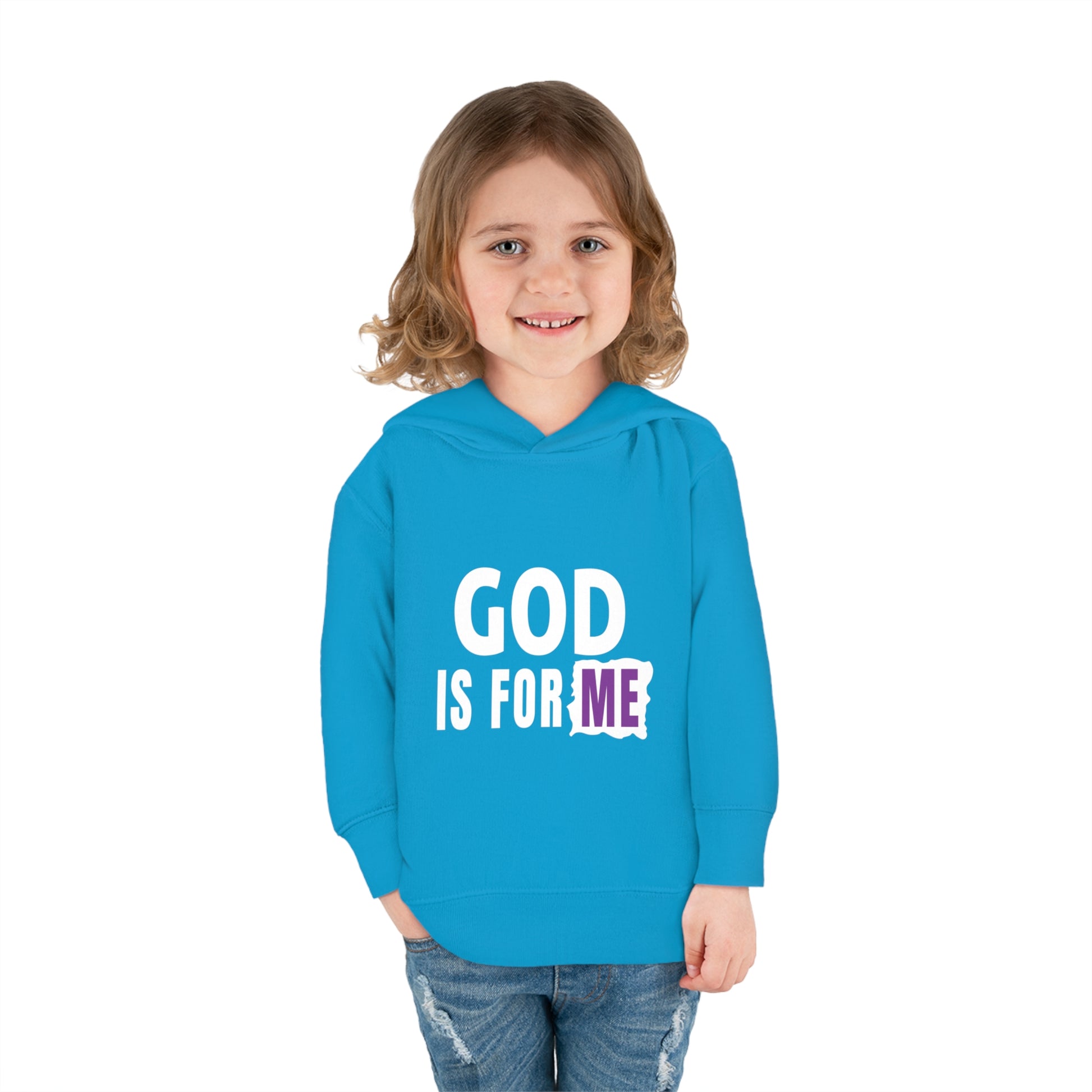 God Is For Me Christian Toddler Pullover Fleece Hoodie Printify