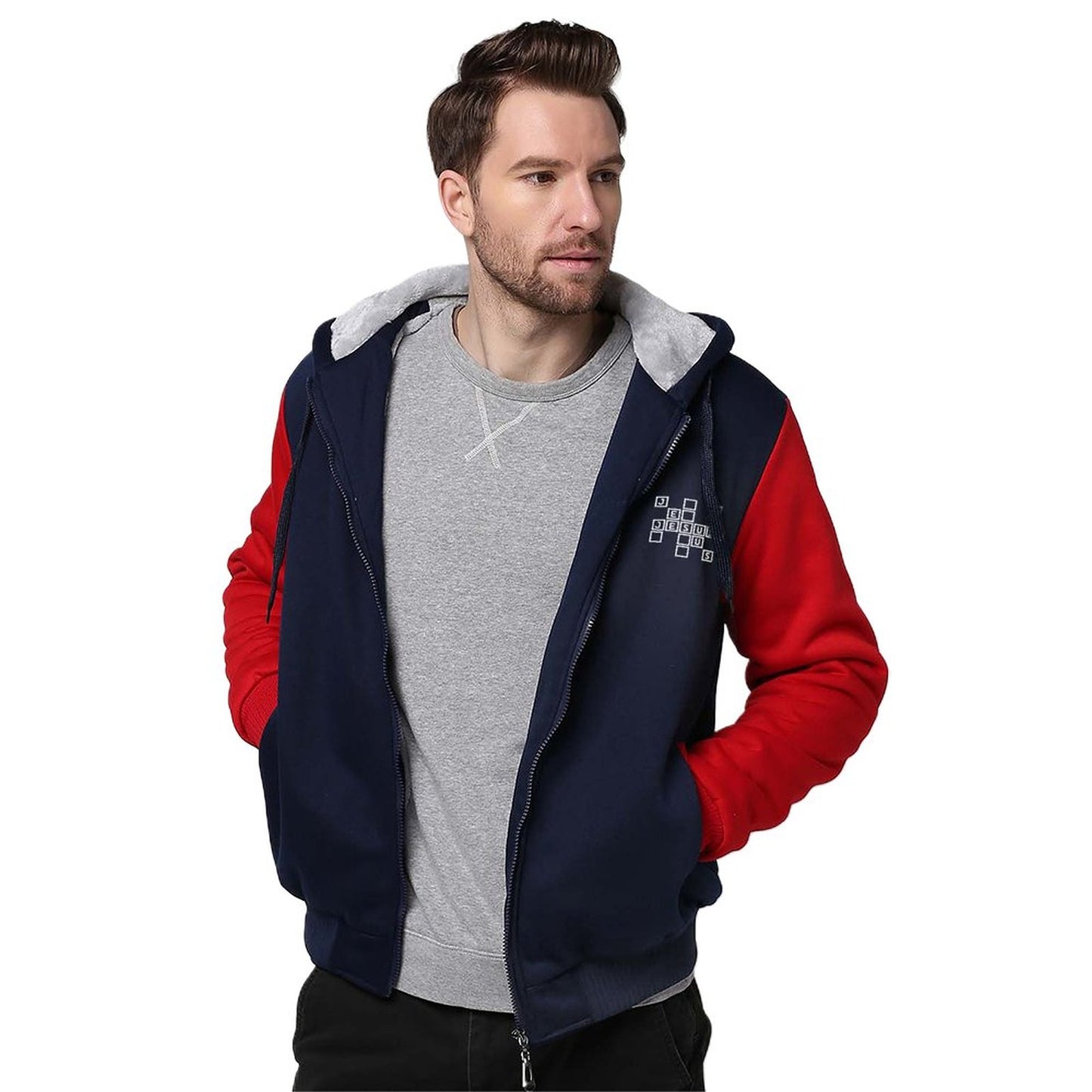 Jesus Men’s Christian Plush Full Zip Hooded Sweatshirt