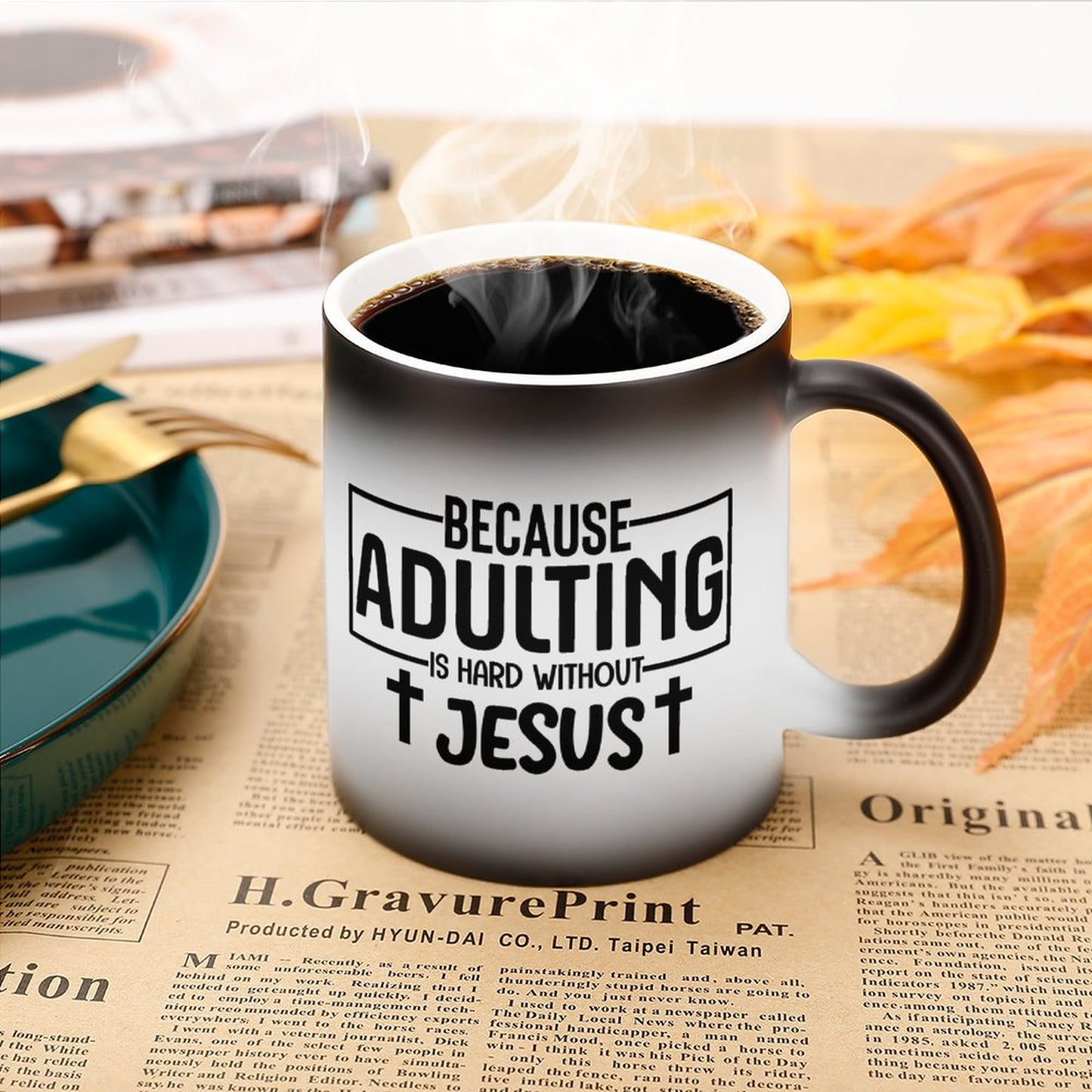Because Adulting Is Hard Without Jesus Funny Christian Color Changing Mug (Dual-sided)