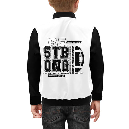 Be Strong And Courageous Kids' Christian Bomber Jacket with Pockets
