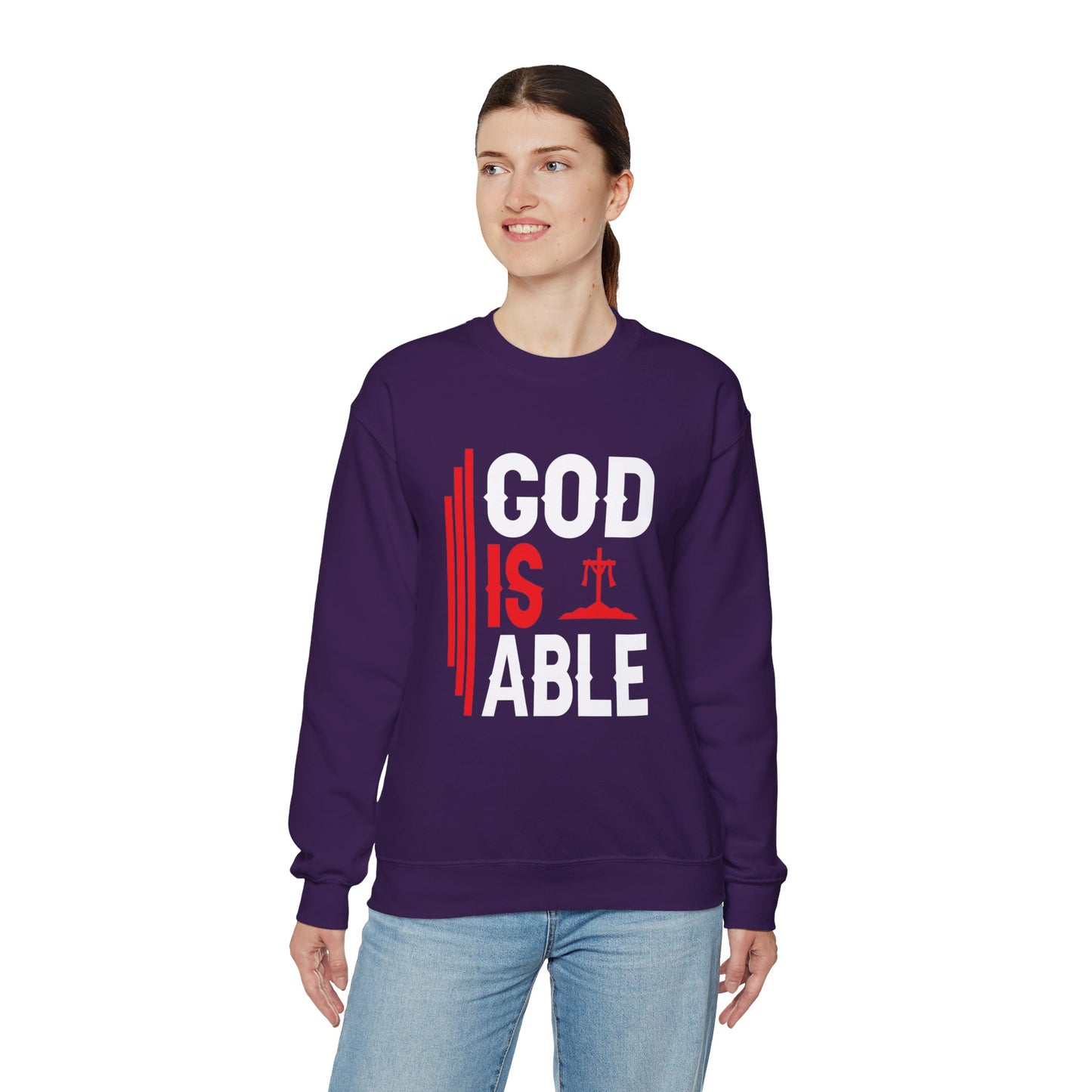 God Is Able  Unisex Heavy Blend™ Crewneck Christian Sweatshirt