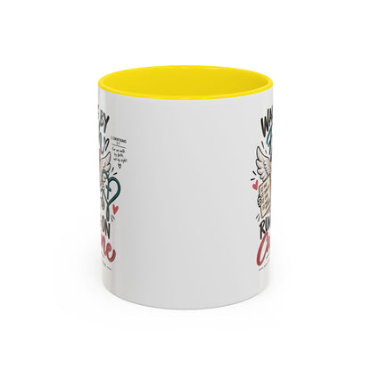 Walking By Faith, Running On Caffeine Coffee Mug (Accent)
