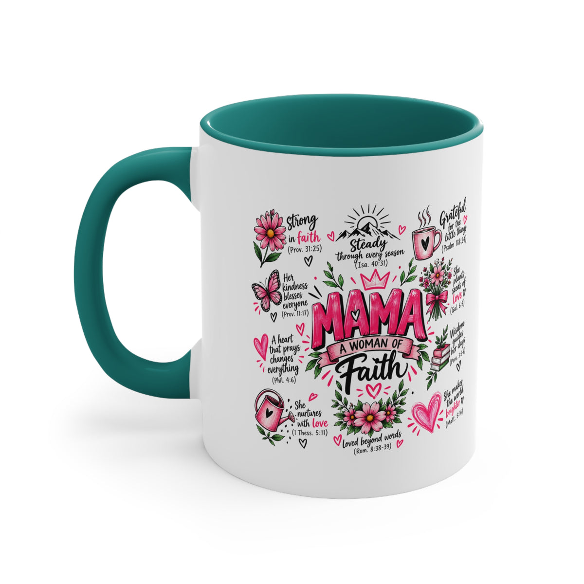 Mama: A Woman of Faith 11oz Accent Mug — Inspirational Christian Gift