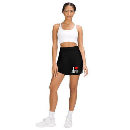 I Love Him Women's Christian Anti-peep Skort with Pocket