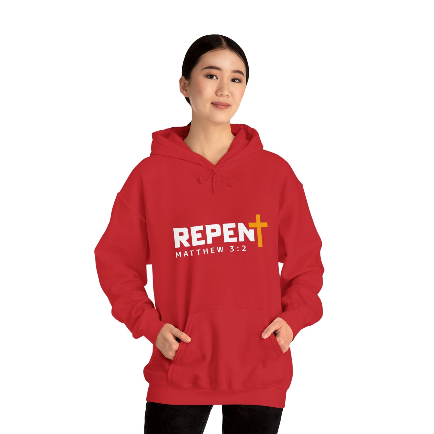 Repent (2) Christian Unisex Hooded Pullover Sweatshirt