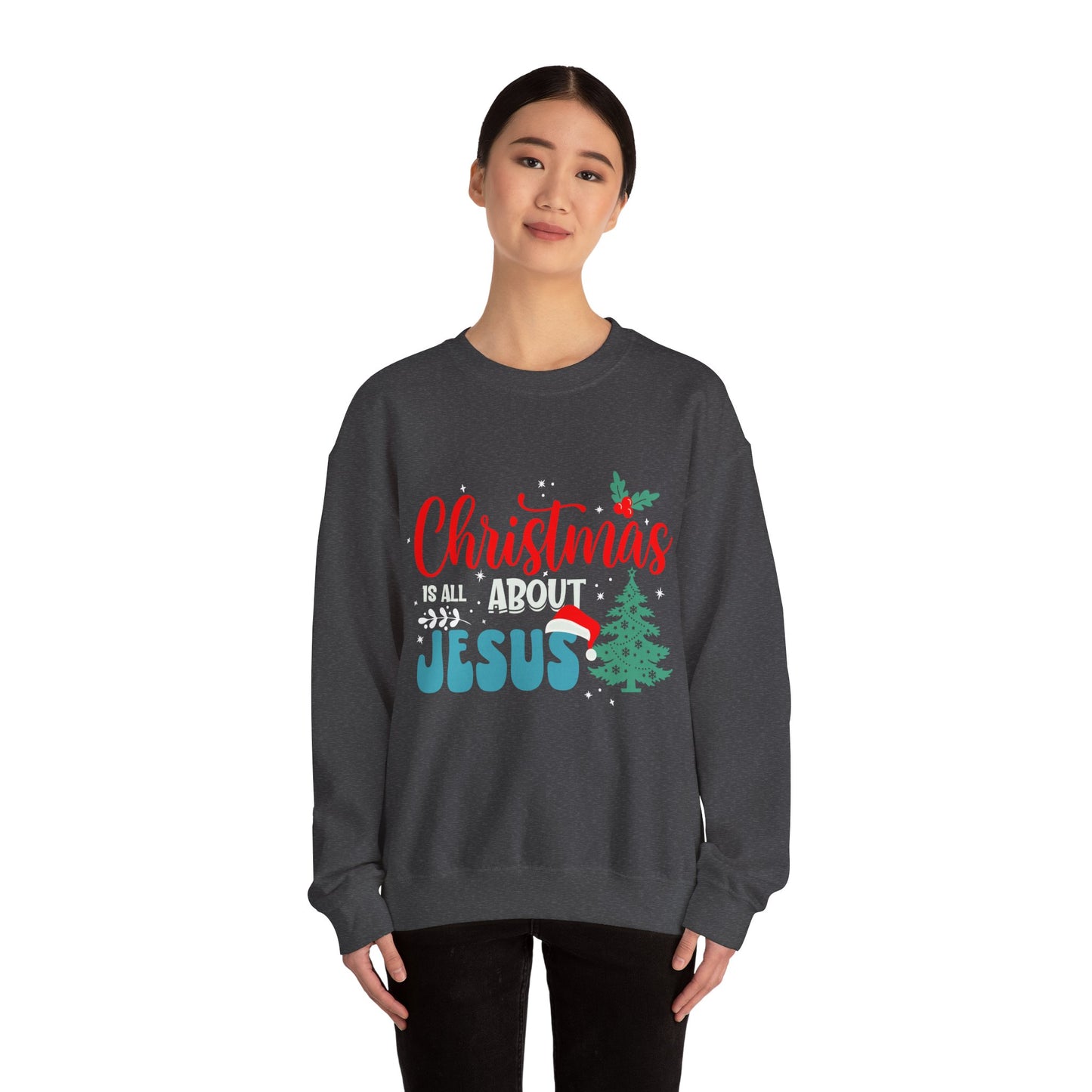 Christmas Is All About Jesus (Christmas Themed) Unisex Heavy Blend™ Crewneck Christian Sweatshirt