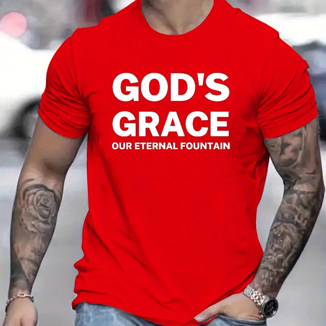 God's Grace Our Eternal Fountain Men's Christian T-shirt claimedbygoddesigns