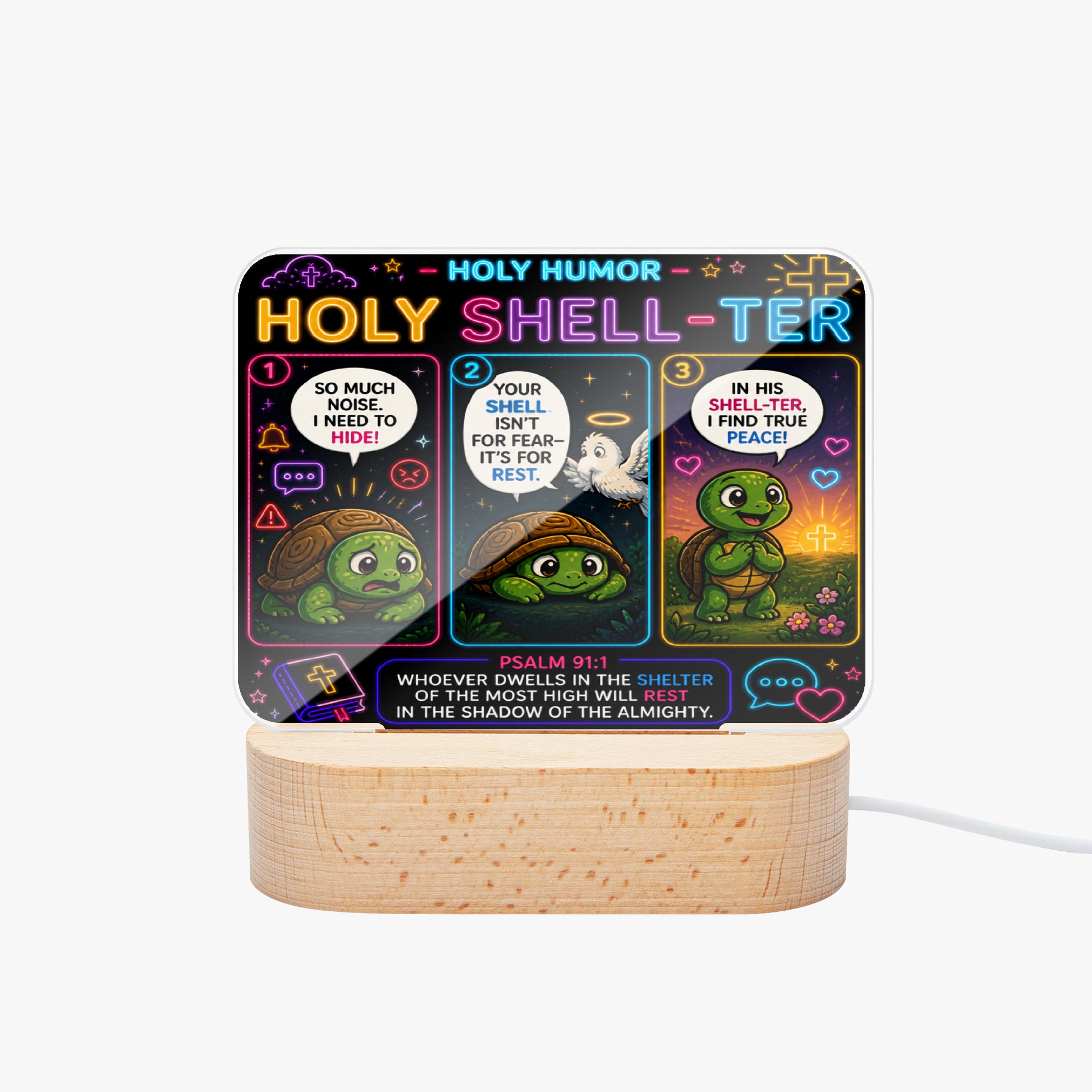 Holy Shell - Ter Christian Square Acrylic Nigh Light - Luminous Base - ClaimedbyGodDesigns