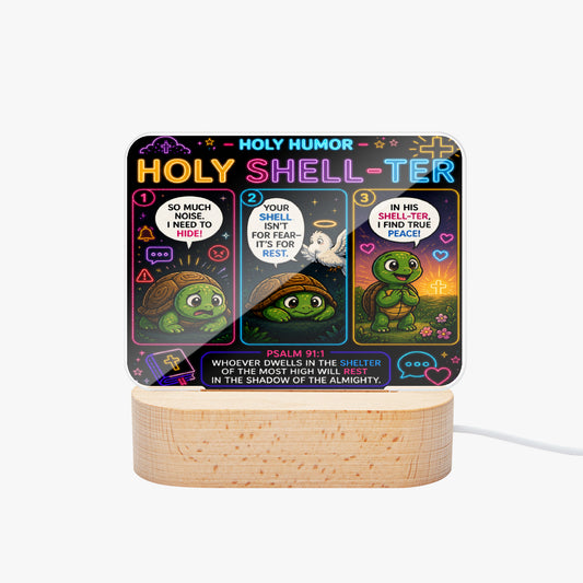 Holy Shell - Ter Christian Square Acrylic Nigh Light - Luminous Base - ClaimedbyGodDesigns