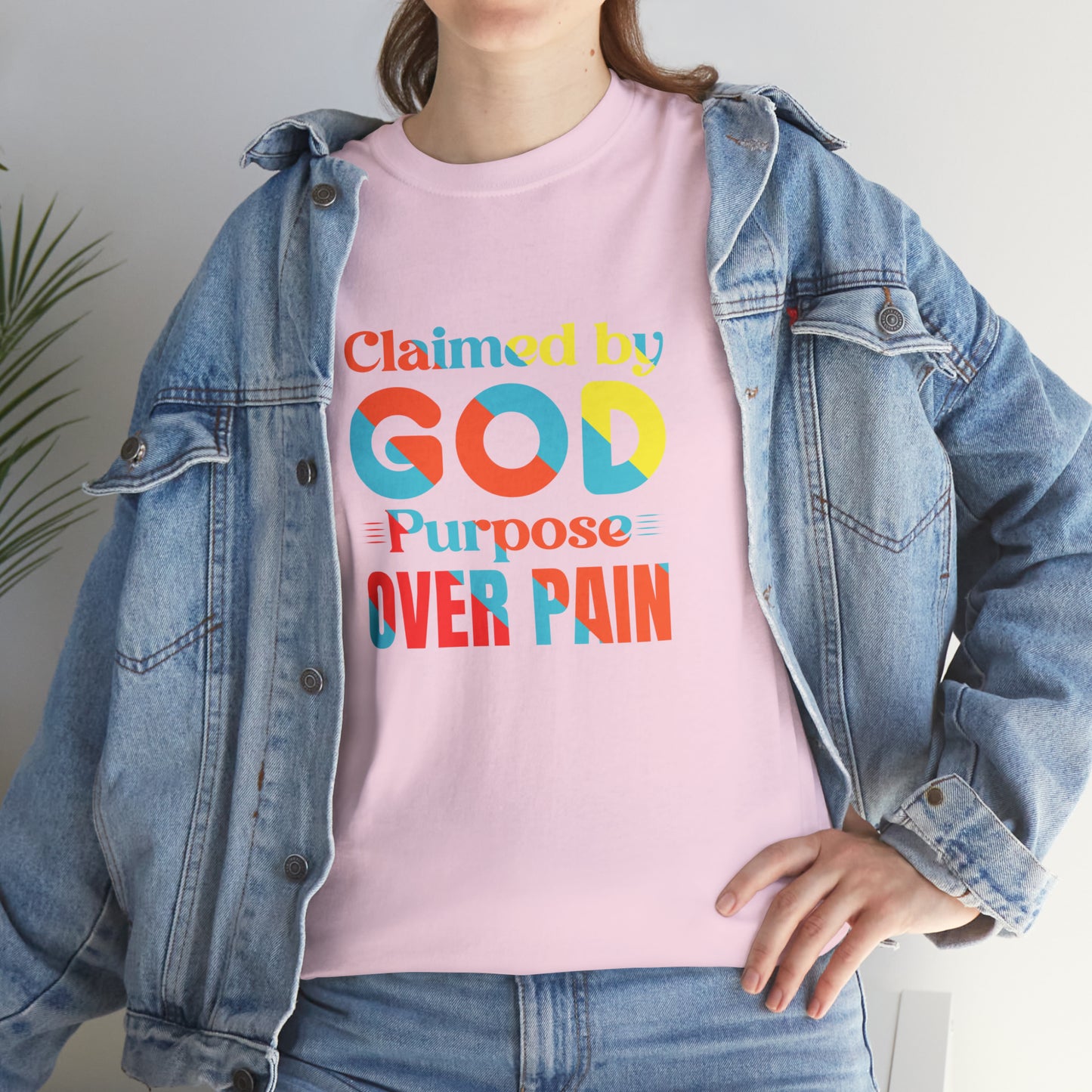 Claimed By God Purpose Over Pain Unisex Heavy Cotton Tee Printify