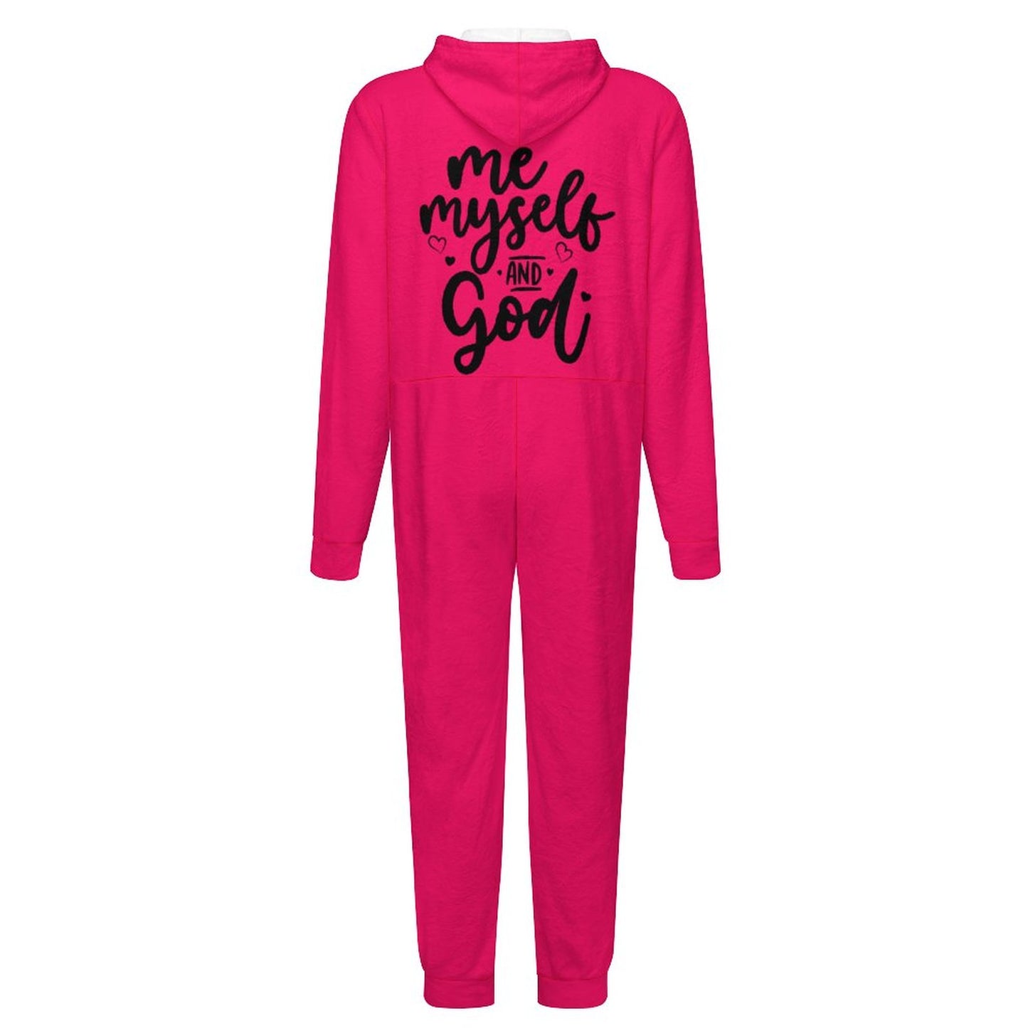 Me Myself and Him Women's Christian Flannel Zip up Jumpsuit Pajamas