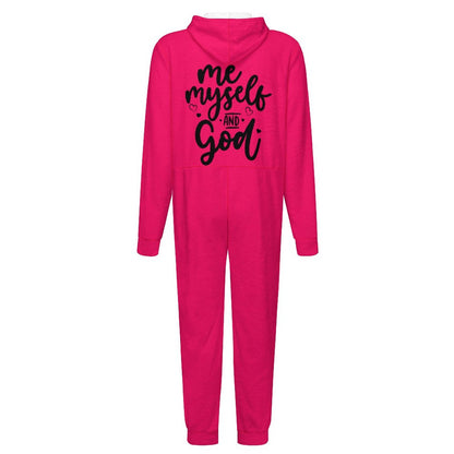 Me Myself and Him Women's Christian Flannel Zip up Jumpsuit Pajamas