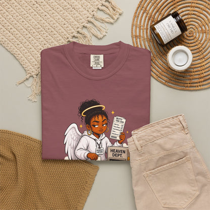 Heaven's Intern T-shirt – Funny Angel Nurse Tee ('Still Learning to Clock Out Petty')