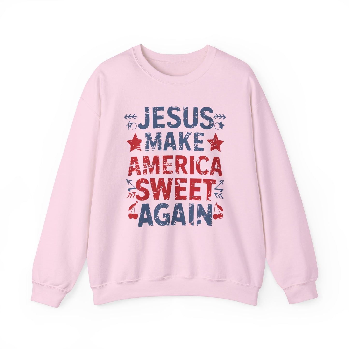 Jesus Make America Sweet Again Patriotic  Unisex Heavy Blend™ Crewneck Christian Sweatshirt