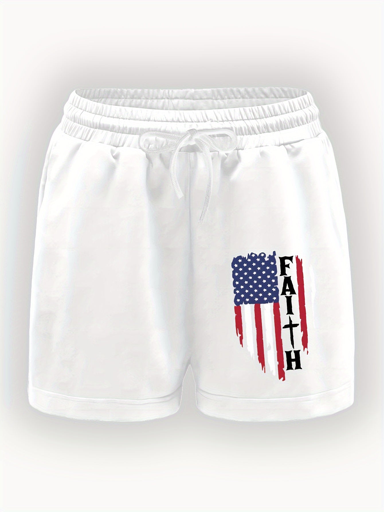 Faith (American Flag Patriotic) Women's Christian Shorts claimedbygoddesigns