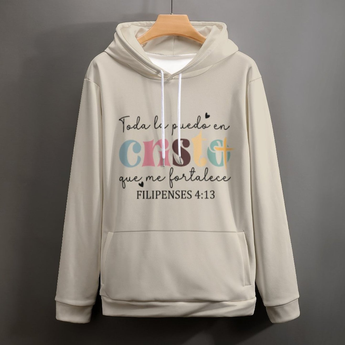 Todo La Puedo En Cristo Que Me Fortalece Spanish Women's Christian Hooded Pullover Sweatshirt