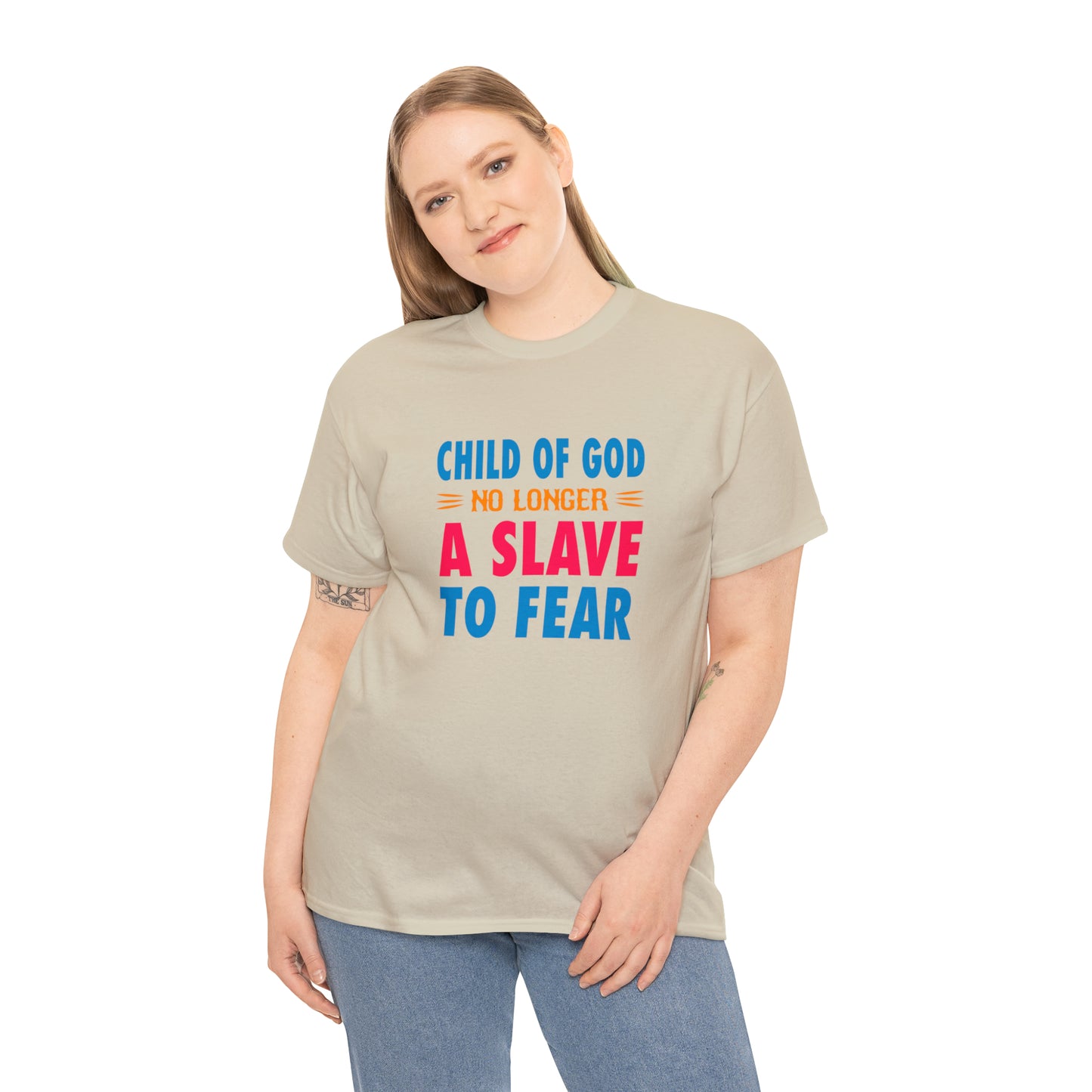 Child Of God No Longer A Slave To Fear Unisex Heavy Cotton Tee Printify