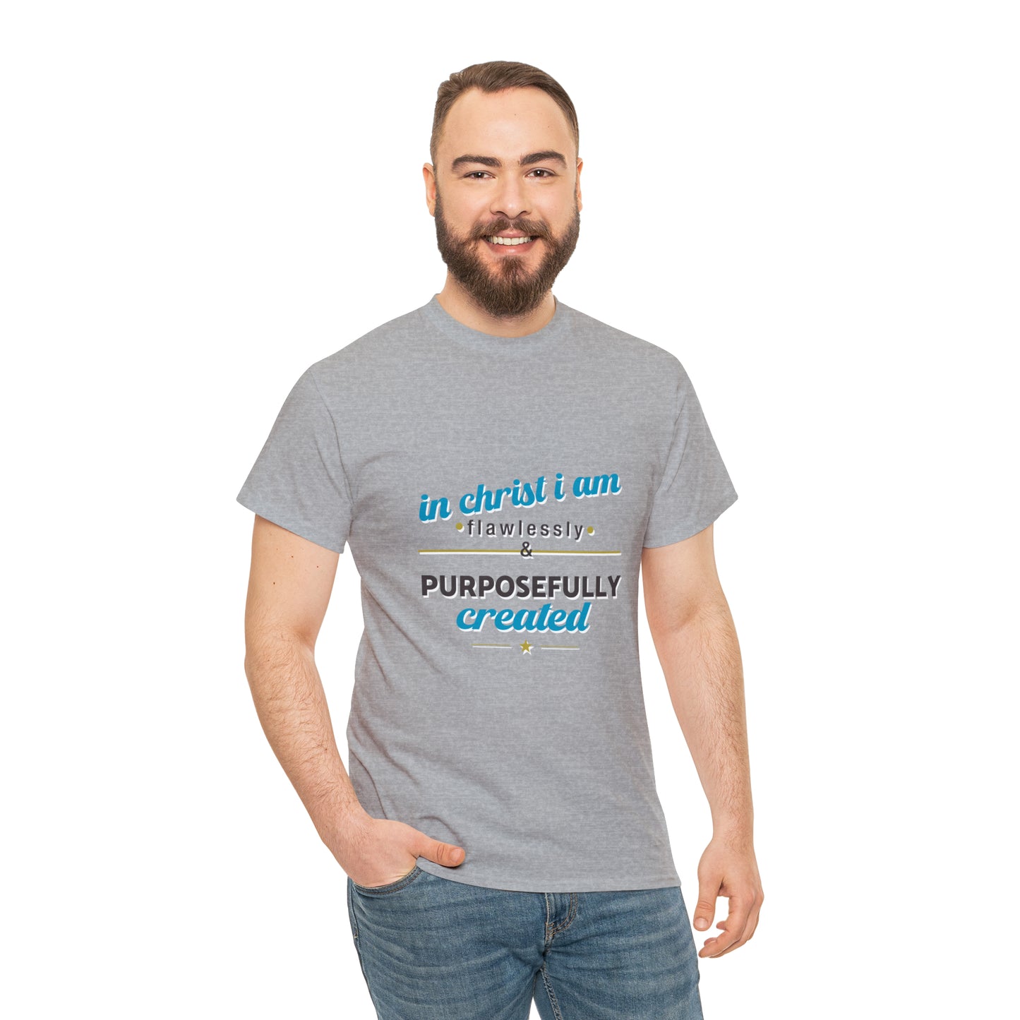 In Christ I Am Flawlessly & Purposefully Created Unisex Heavy Cotton Tee