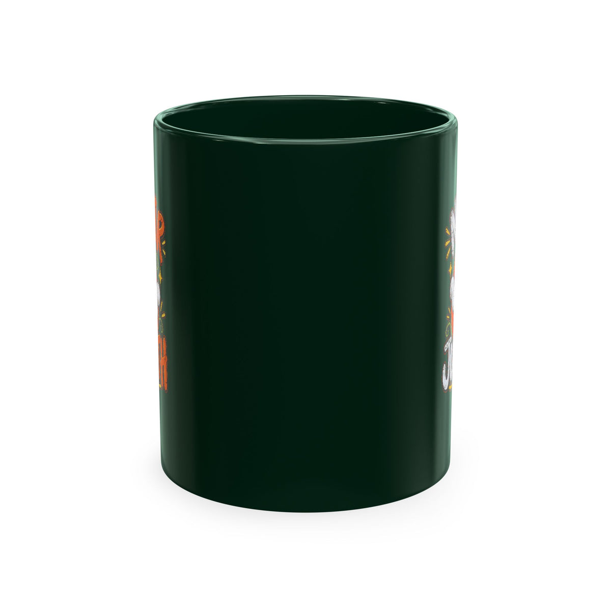 Halloween Ghost Christian Ceramic Mug — "No Fear, Just Faith" Pumpkin Coffee Cup