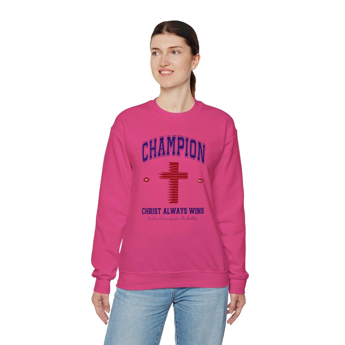 Champion Christ Always Wins Unisex Heavy Blend™ Crewneck Christian Sweatshirt