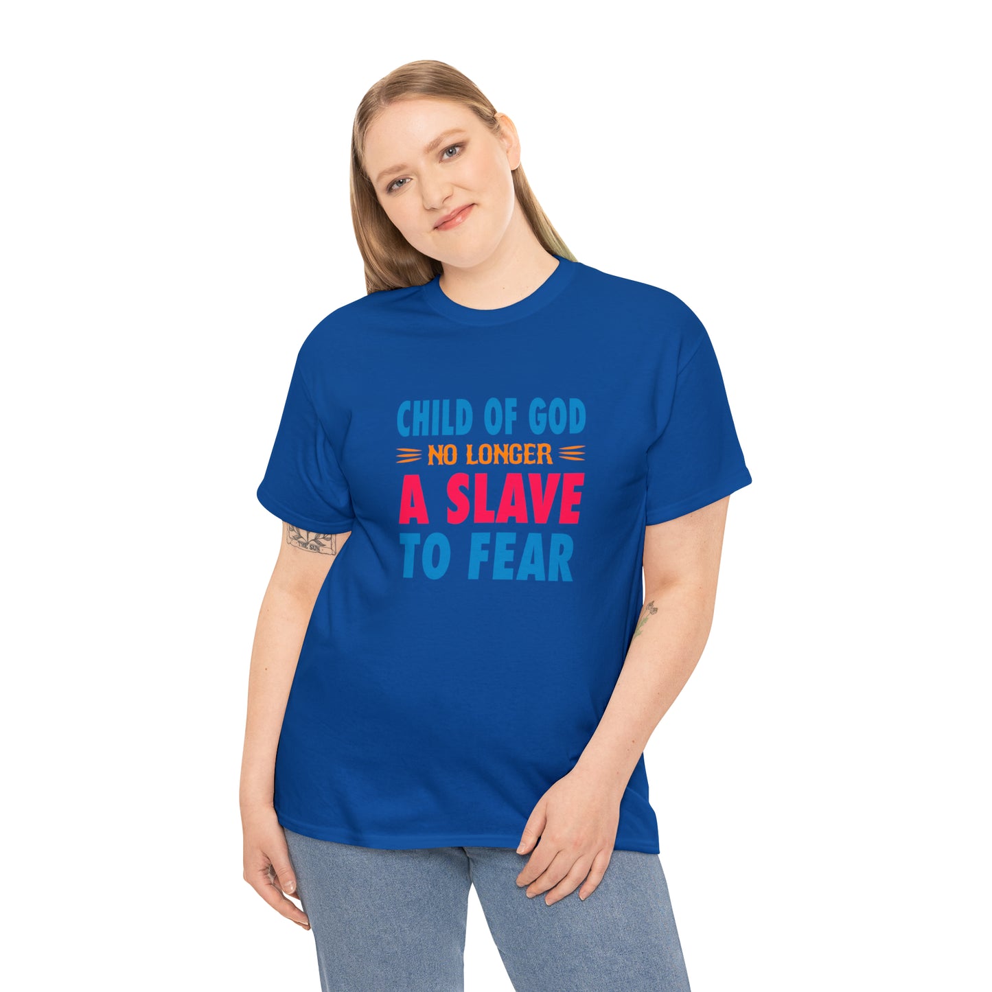 Child Of God No Longer A Slave To Fear Unisex Heavy Cotton Tee Printify