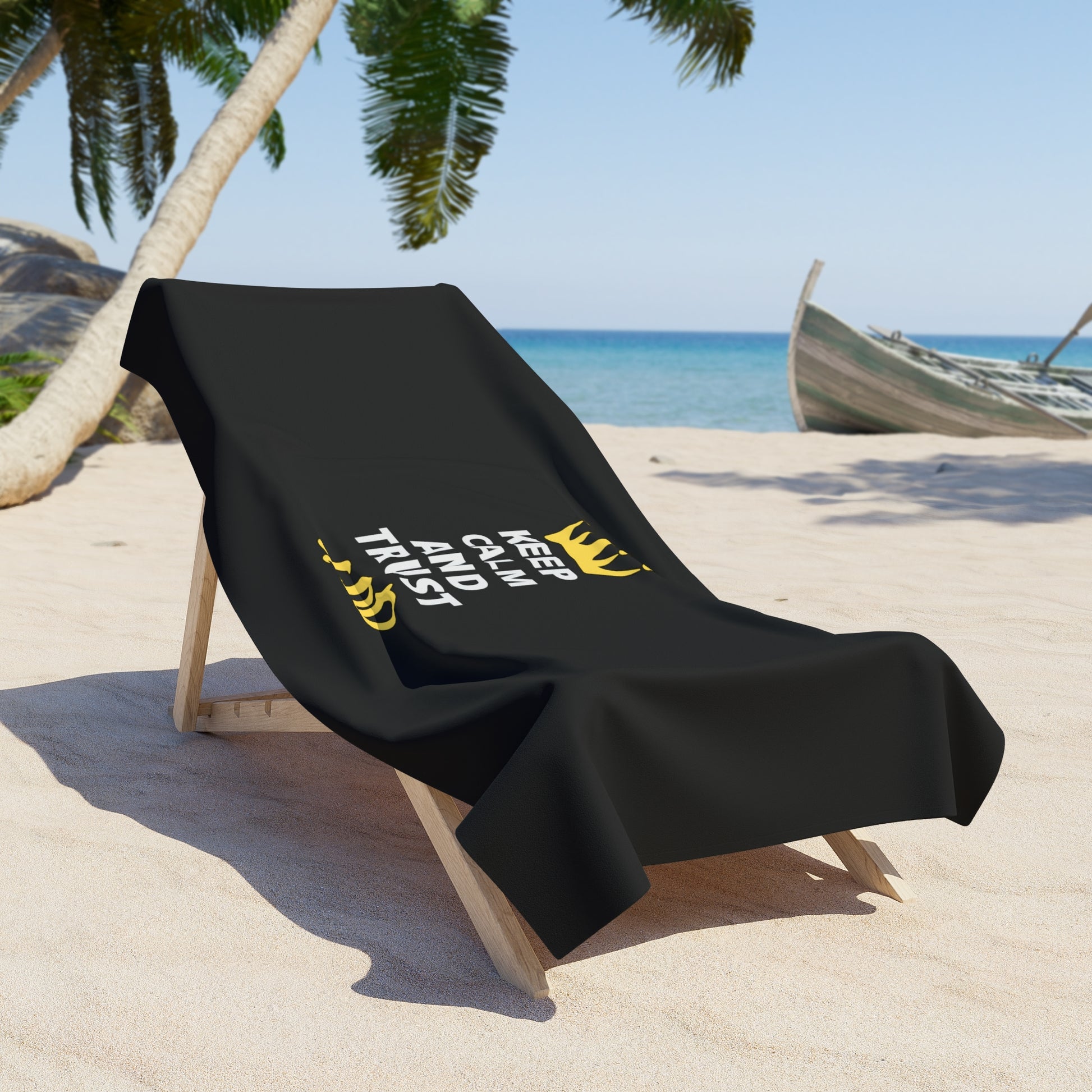 Keep Calm & Trust God Christian Beach Towel Printify
