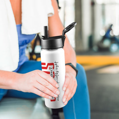 He Is The Light Insulated Christian Water Bottle with Straw Lid (18oz) - ClaimedbyGodDesigns