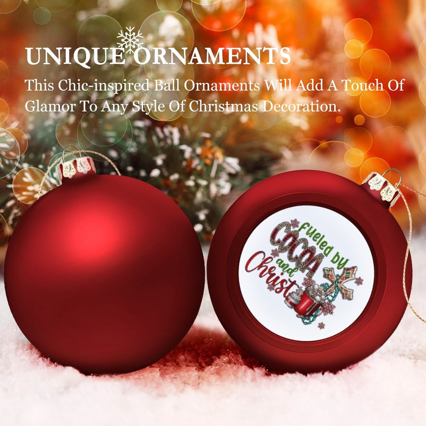 Fueled By Cocoa And Christ Christian Christmas Tree Hanging Ball