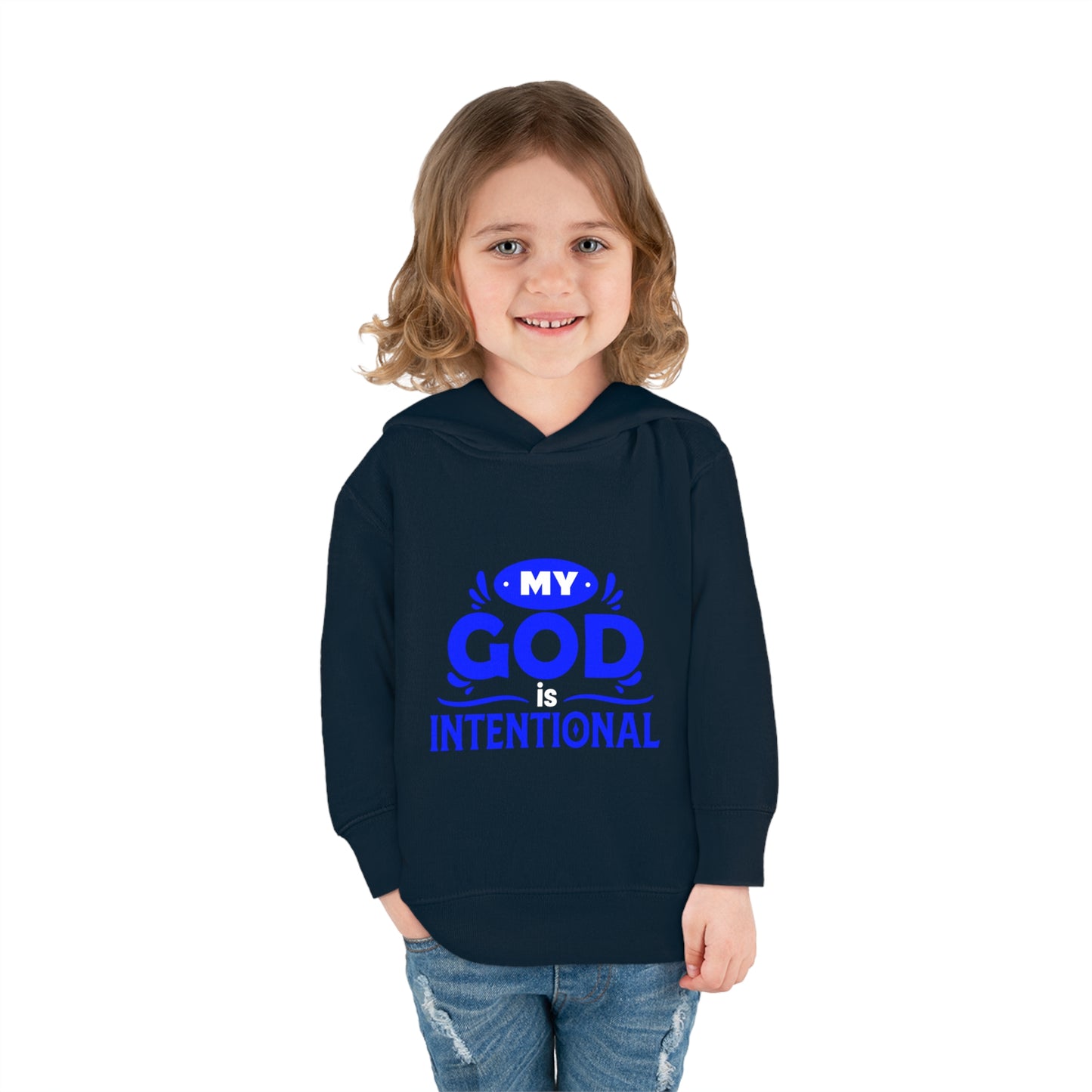 My God Is Intentional Toddler Pullover Fleece Hoodie Printify