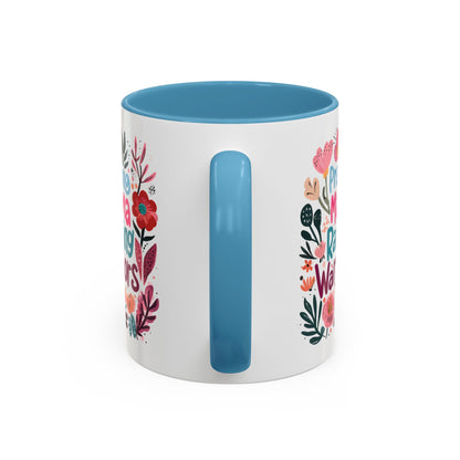 Floral Inspirational Coffee Accent Mug - Praying Mama Raising Warriors, Gift for Moms, Mother's Day Mug, Motivational Cup, Unique Kitchenware
