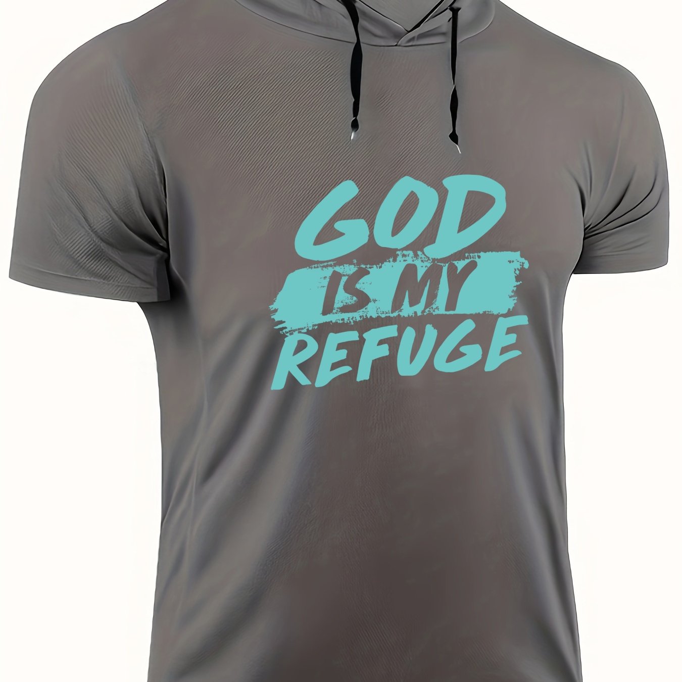 God Is My Refuge Plus Size Men's Christian Hooded T-shirt claimedbygoddesigns