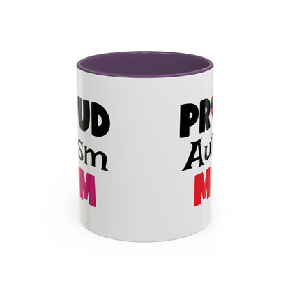 Proud Autism Mom Coffee Mug - Colorful Heart Design (11, 15oz)