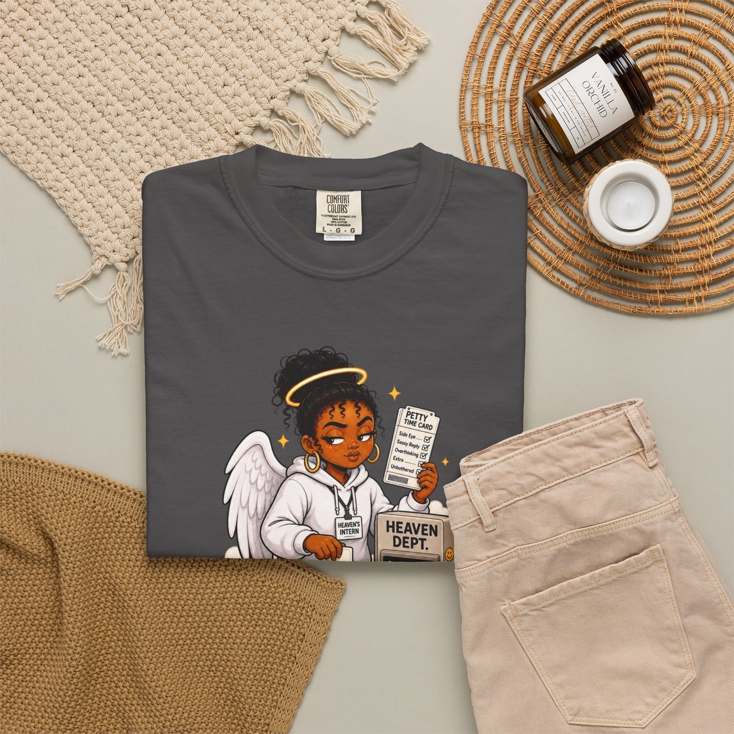 Heaven's Intern T-shirt – Funny Angel Nurse Tee ('Still Learning to Clock Out Petty') - ClaimedbyGodDesigns