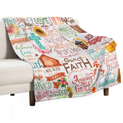 Bible Verse 3 Christian Flannel Throw Blanket
