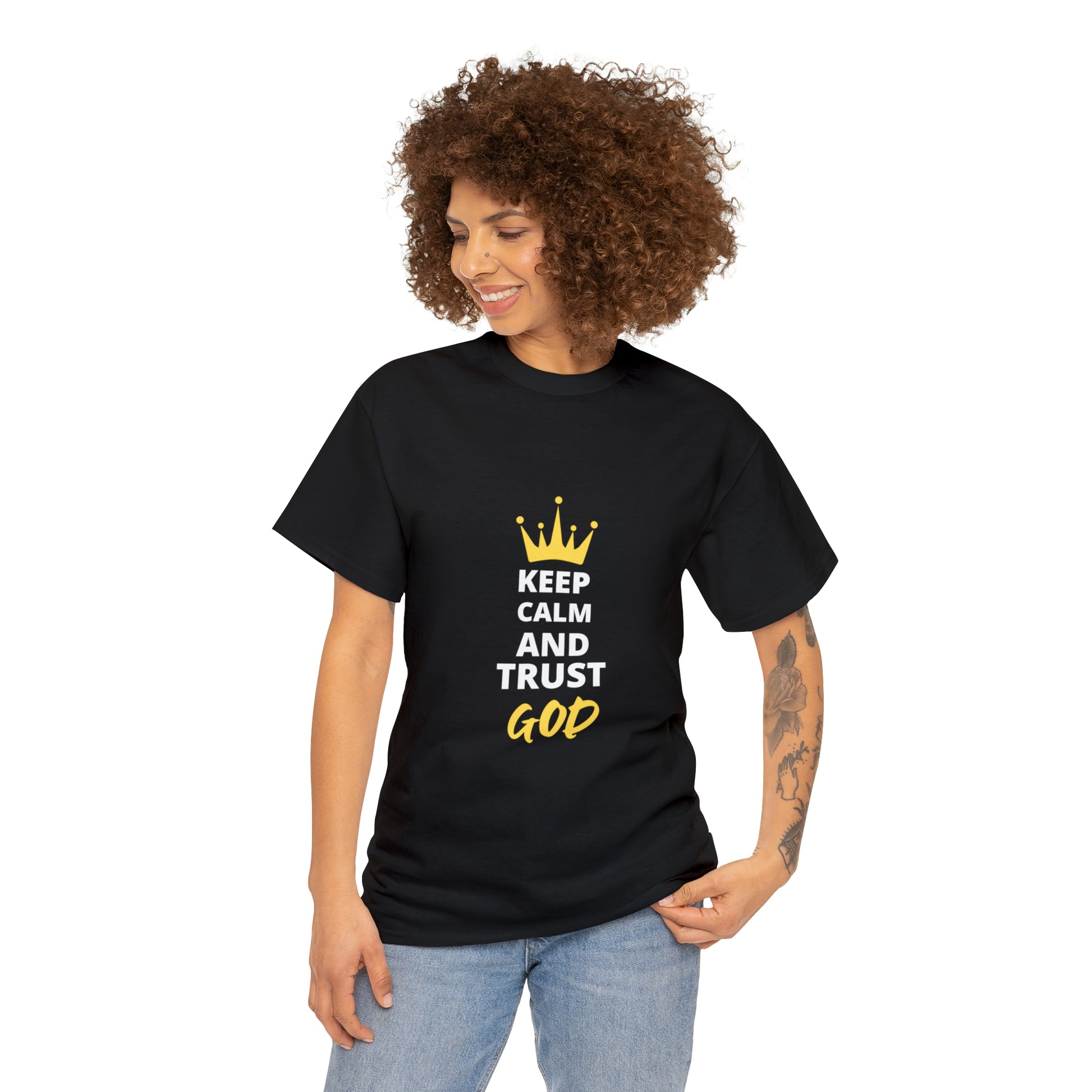 Keep Calm And Trust God Unisex Heavy Cotton Tee Printify