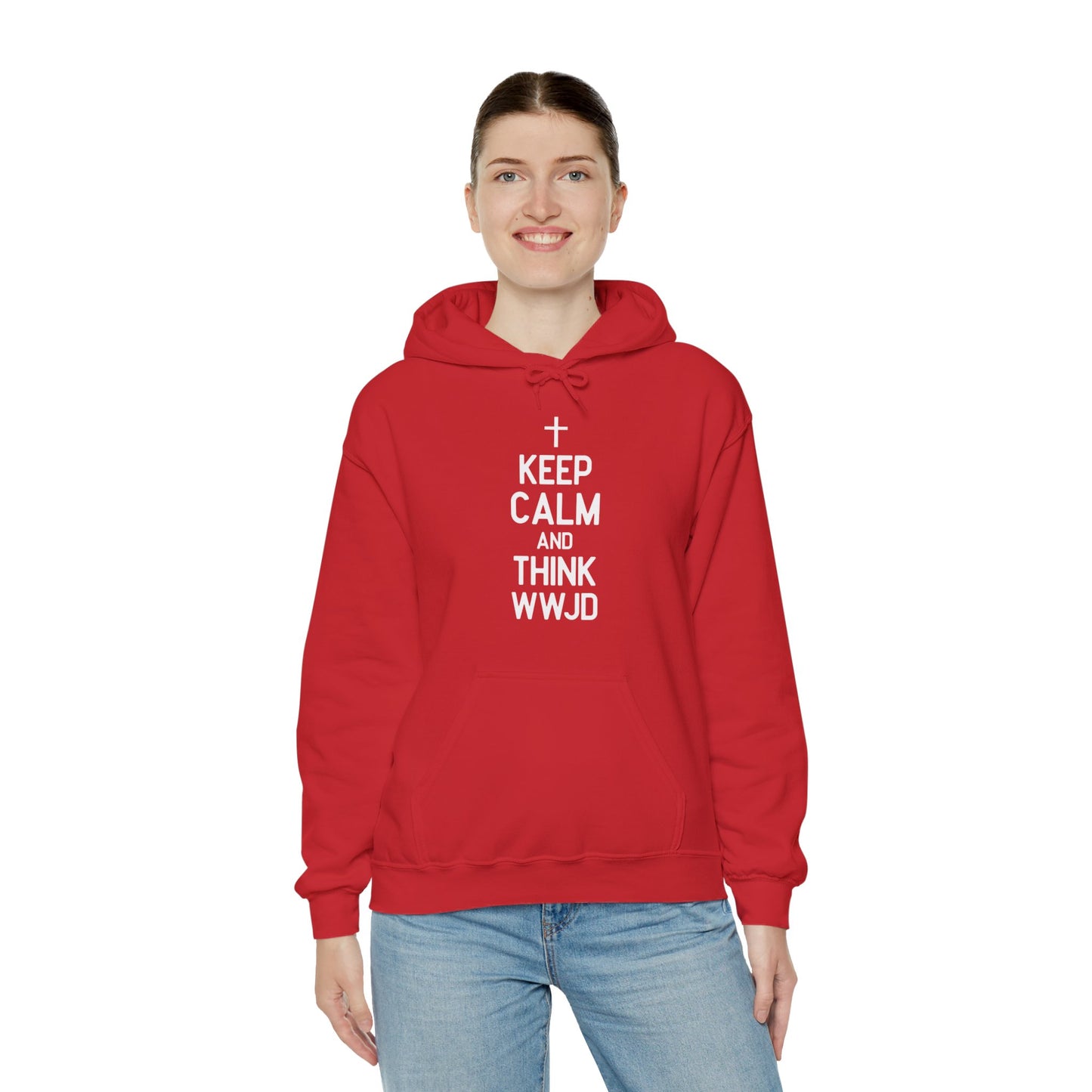 Keep Calm And Think What Would Jesus Do (wwjd)Unisex Christian Hooded Pullover Sweatshirt