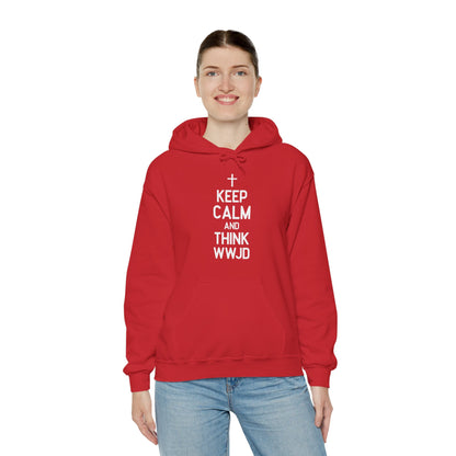 Keep Calm And Think What Would He Do (wwjd)Unisex Christian Hooded Pullover Sweatshirt
