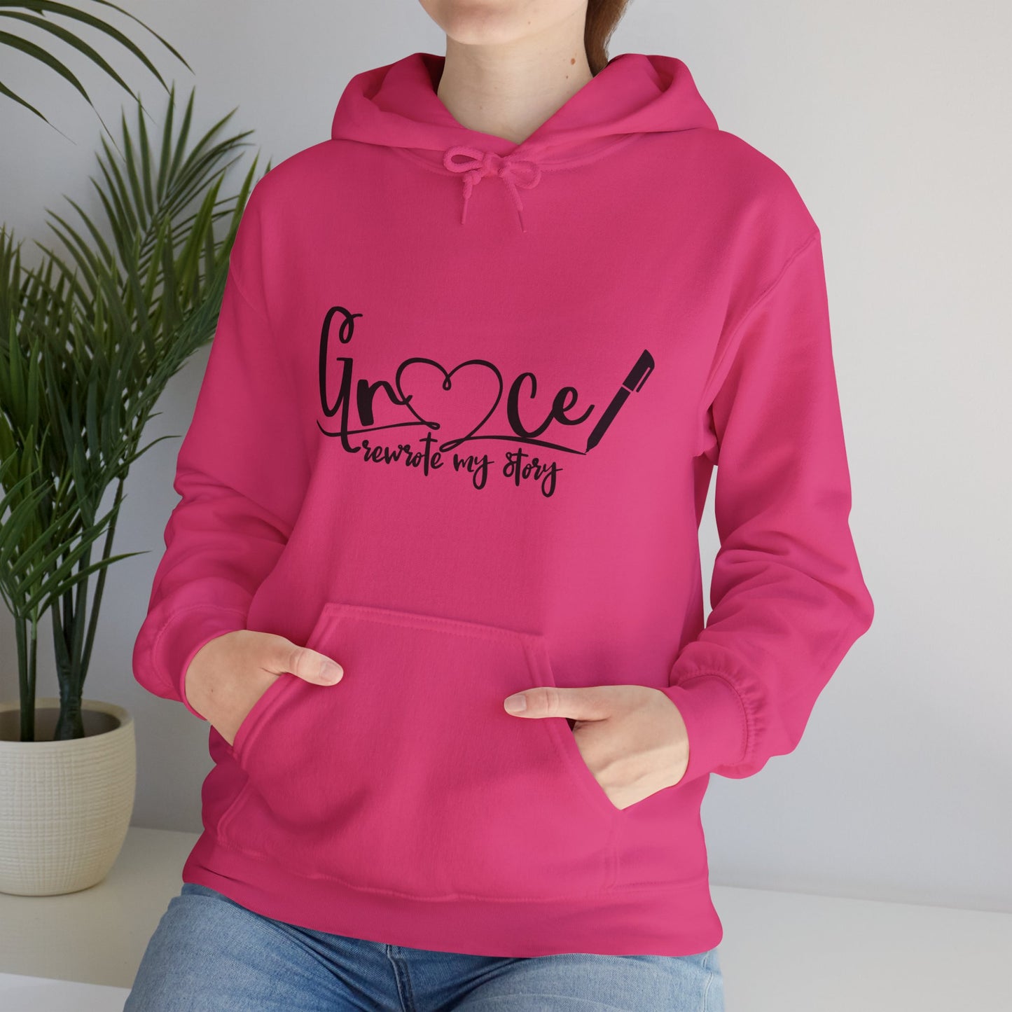 Grace Rewrote My Story Unisex Christian Pullover Hooded Sweatshirt